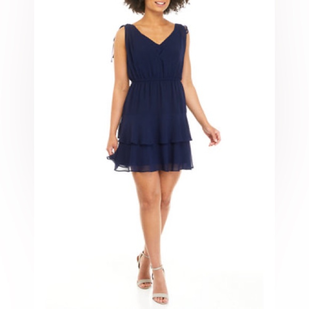 SAM EDELMAN TIERED A-LINE Navy Party Dress